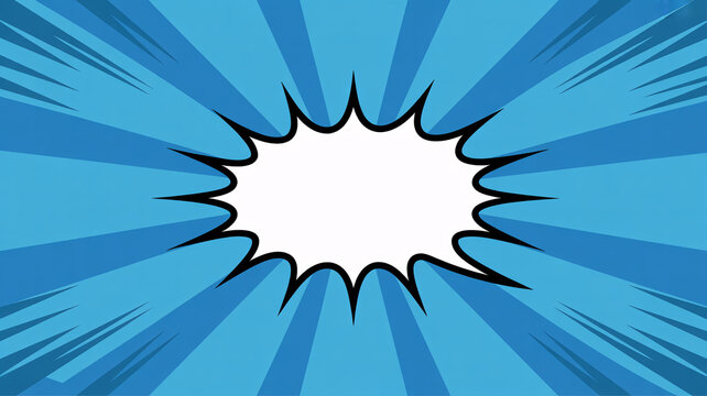 Vibrant blue comic book explosion background with dynamic white burst