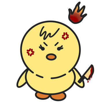 A cute duck cartoon is very angry, A cute duck cartoon is furious.