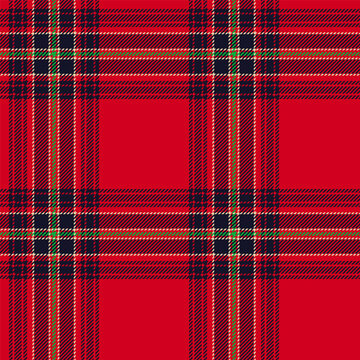 Scottish plaid seamless pattern with strawberry red