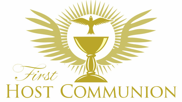 Elegant First Holy Communion logo with dove and chalice