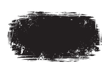 Black Grunge Paint Stroke Frame on White Background