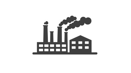 Industrial Factory with Smokestacks Emitting Smoke.