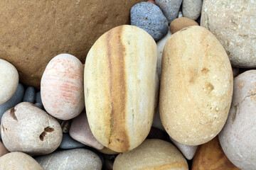 Multi coloured beach pebbles, Hayburn Wyke North Yorkshire England
