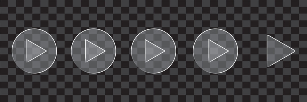 Play button glass icon vector. glass video buttons transparent background symbol. vector illustration.