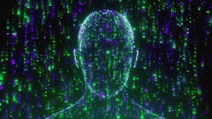 technological background featuring a digital human head representing AI and big data - Powered by Adobe