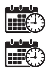 Black and white calendar and clock time