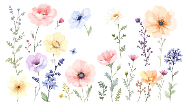 Seamless floral pattern vector illustration featuring a spring garden bouquet with pink roses, red poppies, daisies, and tulips on a nature wallpaper design