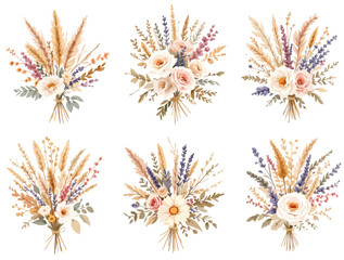 vector illustration of a set of flowers