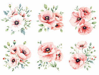 set of flowers