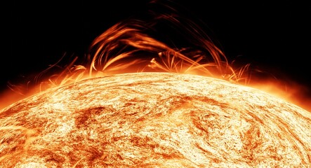 Sunlight, Corolla, solar flares, 3D illustration