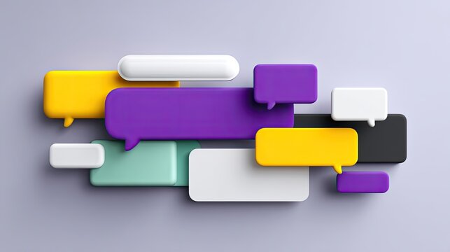 Colorful Speech Bubbles Array on Soft Background Ideal for Communication and Social Media Concepts, Digital Conversations, and Engagement Themes