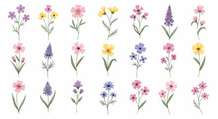 Seamless floral pattern with pink flowers and green leaves on a clean white background