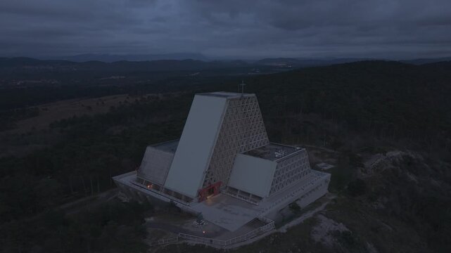Cinematic Aerial Shot of Monte Grisa Sanctuary, Trieste, Italy (4K)