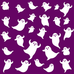 ghost pattern illustration, Boo Background on purple color vector design