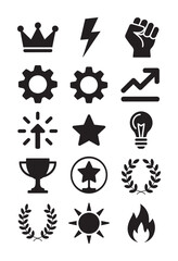 Black of symbols and white crown lightning