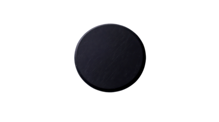 Hockey puck flat lay isolated on transparent background