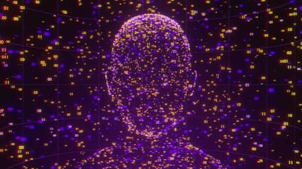 technological background featuring a digital human head representing AI and big data - Powered by Adobe