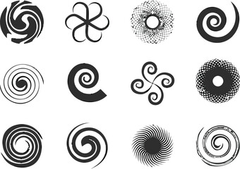Black swirling shapes white swirls spirals