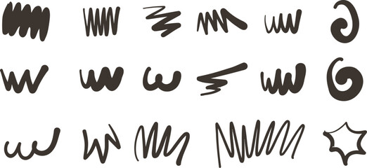 Fototapeta premium Brown scribbles white lines shapes