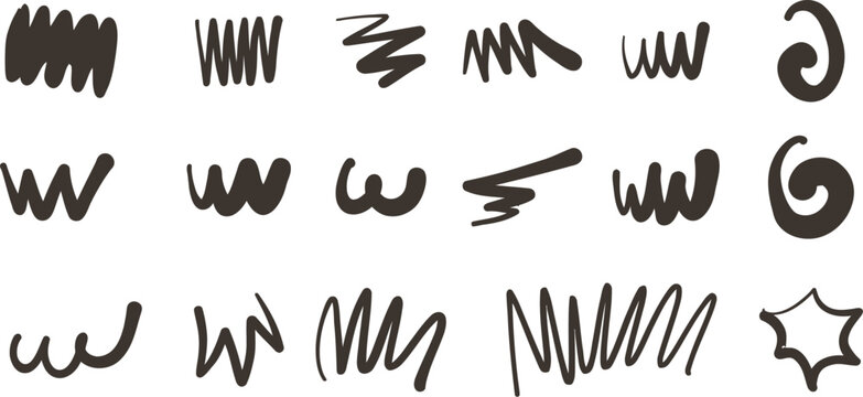 Brown scribbles white lines shapes