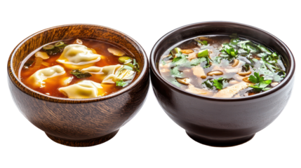 Delicious soup bowls food photography on transparent background