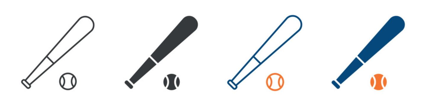 Baseball Icon Set Multiple Style Collection 
