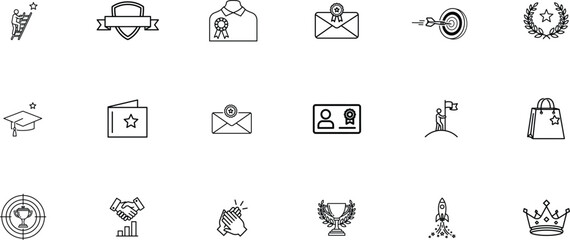 Fototapeta premium Collection of 15 small black and white icons or symbols