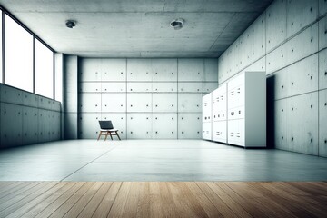 Modern Industrial Minimalist Interior with Concrete Walls 