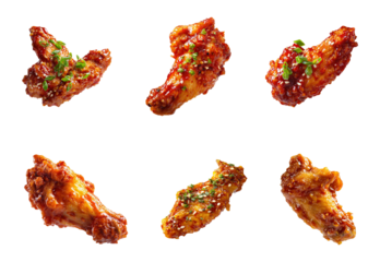 Spicy korean chicken wings isolated.