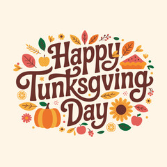 Obraz premium Happy Thanksgiving Day Hand Lettering with Autumn Harvest Elements
