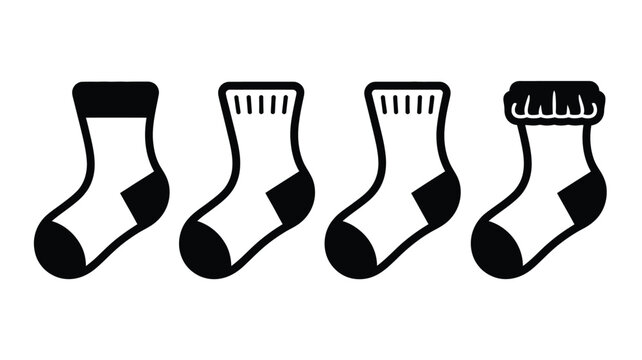 Black and white socks with different toe and cuff footwear