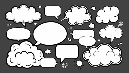 Collection of various speech bubbles on a dark background Vector