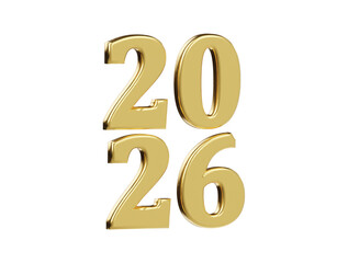 Golden colour 2026 icon 3d render illustration