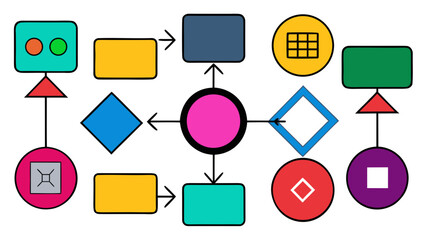 Colorful shapes and arrows flowchart Vector