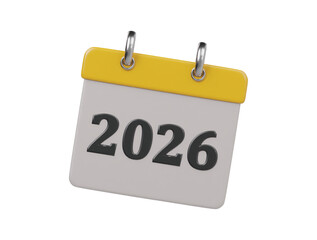 2026 calender icon 3d render illustration