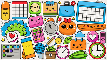 Colorful collection of cute calendar icons Vector