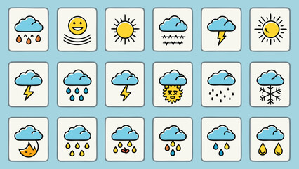 Collection of weather icons representing various conditions Vector