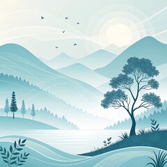 Fototapeta premium Digital Wellness Abstract Background with Calm Gradients and Copy Space