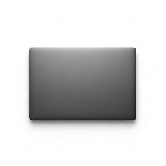 A closed laptop viewed from top, isolated on white background
