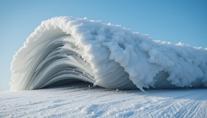 A pristine, sculpted snow arch forms a hollow tunnel with smooth, curved ridges and a bright, crisp light. Snow arch, HD and 4k image