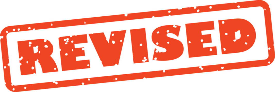 Red rubber stamp with revised text