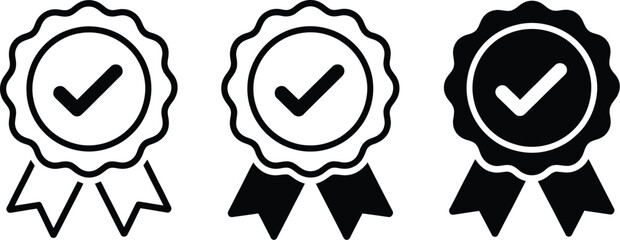 Black and white checkmark rosette ribbons with varying checkmarks © Monoyar