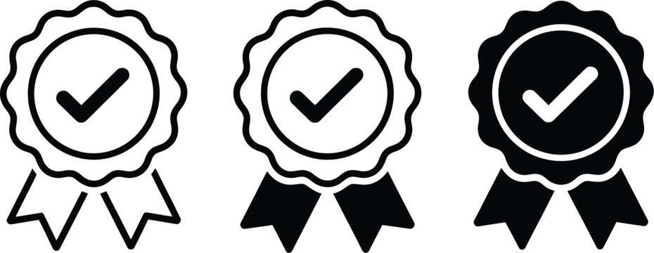 Black and white checkmark rosette ribbons with varying checkmarks