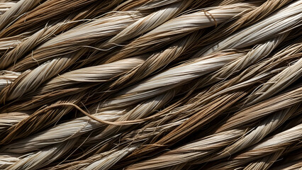Detailed close-up of a coiled rope texture