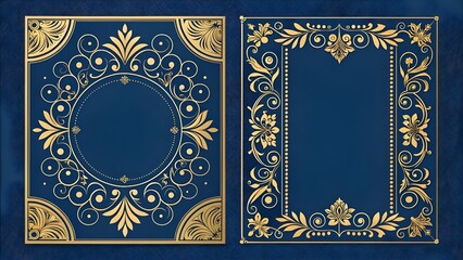 Elegant gold and blue ornate frames for luxury designs