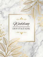 Elegant wedding invitation card with gold floral design