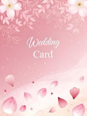 Beautiful wedding card with pink flowers and petals design