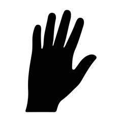 Obraz premium Black silhouette of a gloved human hand with five fingers shown as a simple symbol of help and care