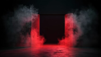 Light and smoke effects creating an opening atmosphere on stage, suitable for website headers for performers, promotional videos for events, or dynamic and engaging visual content.