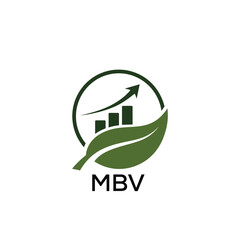 Fototapeta premium MBV Green Growth Logo. MBV Leaf and Upward Chart – Business, Finance, Investment MBV Branding Icon 